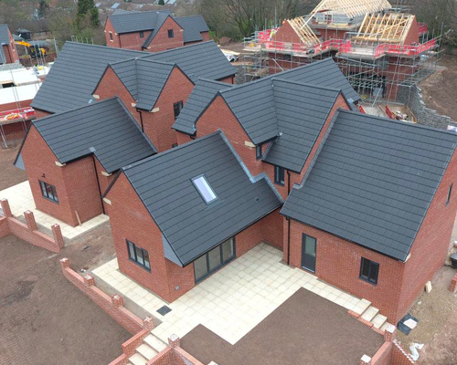 Ariel view of newly built homes