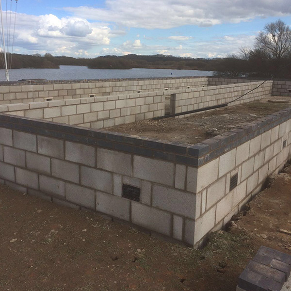 Breeze block walls of a new building