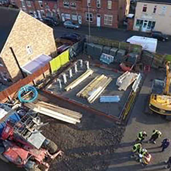 Building materials being delivered to a building site