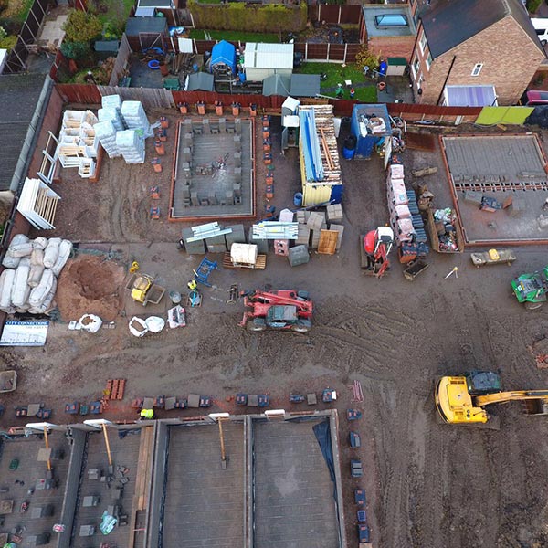 Arial view of a new housing development under construction
