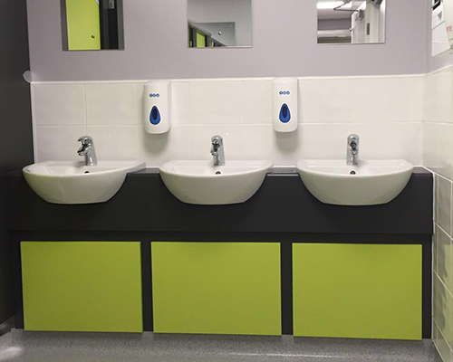 New wash basins in a toilet block