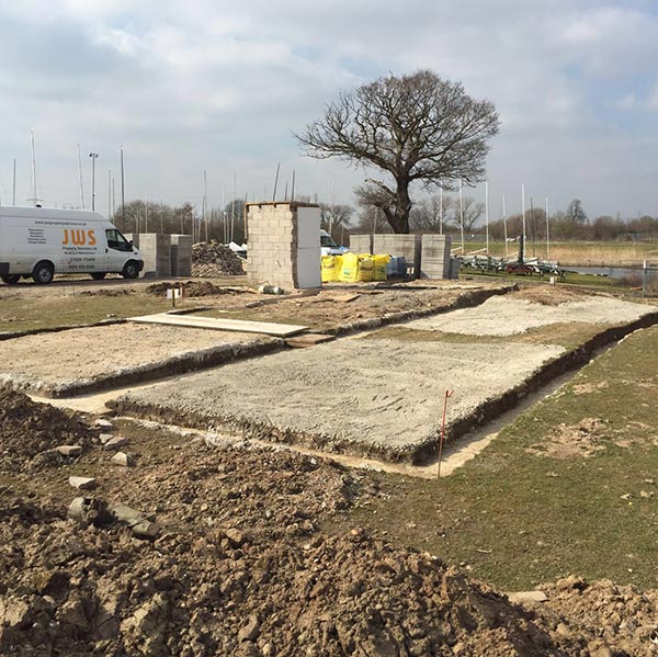 Earth removal and foundation laying of a new building