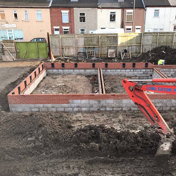 Foundations and footings of the new house under construction
