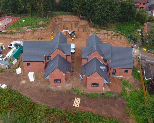 Ariel view of a new housing development under construction