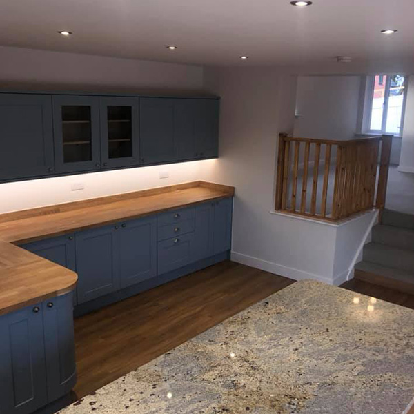 New kitchen leading to the living room