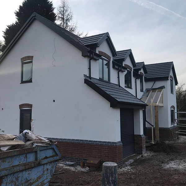 Side/Front view of a new house being built